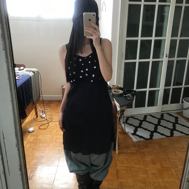 vintage dot pattern slip one-piece 