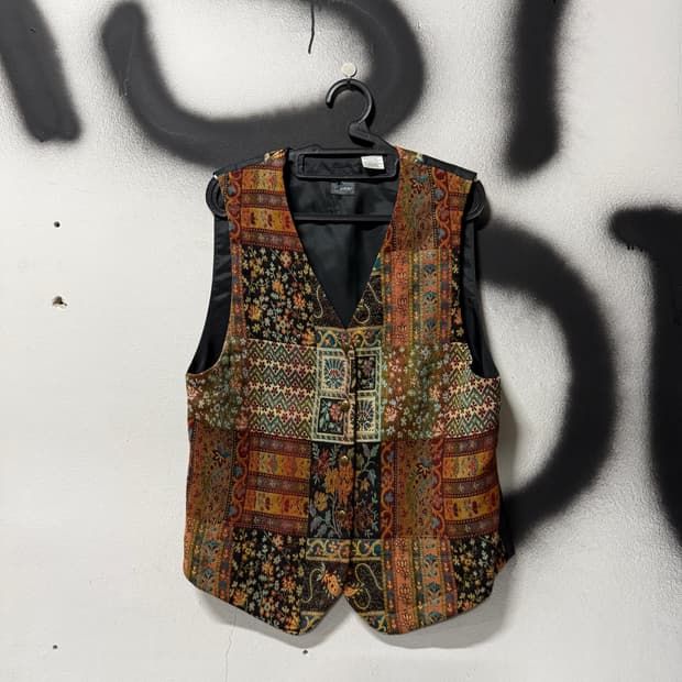 VTG 빈티지 패치워크 에스닉 자수 패턴 베스트