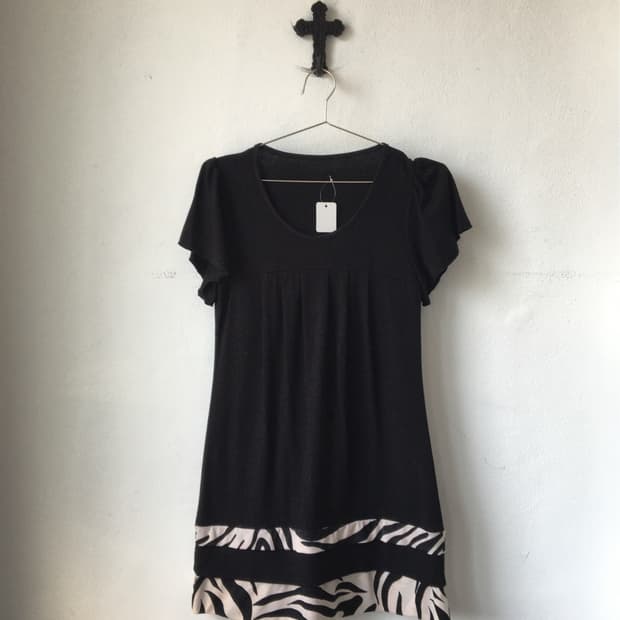 Zebra pattern layer t shirt onepiece