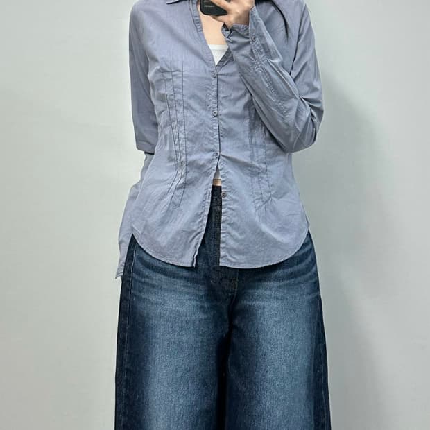 디젤 00a 핀턱 솔리드 셔츠