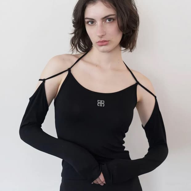 락케이크 탱크 스트링 탑 긴팔 민소매 티셔츠