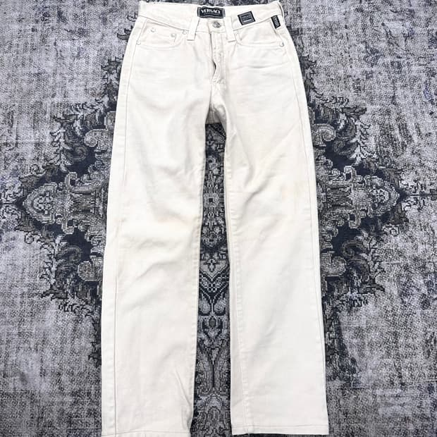 Versace ivory straight pants