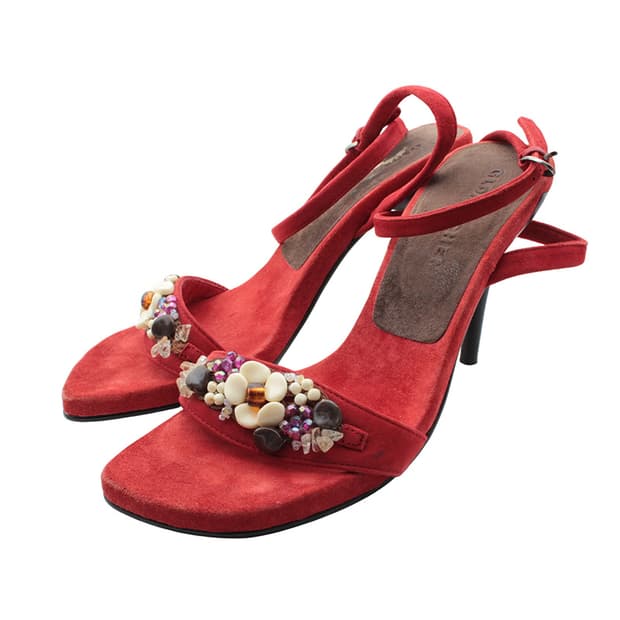 글로리 챈 레드 스웨이드 샌들 6M