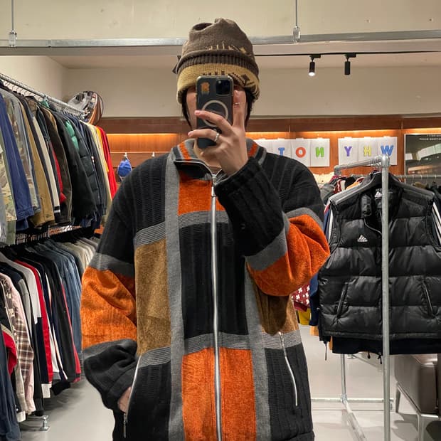 빈티지 니트 집업