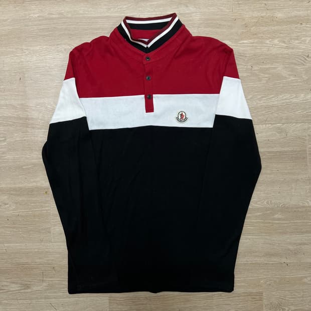 몽클레어 여성 삼색 배색 와펜 헨리넥 긴팔 티셔츠 [멀티컬러] 3사이즈