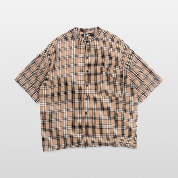 KUTIR Cut-Off Stand Collar Shirt