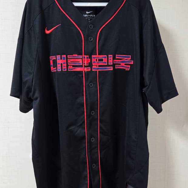 나이키 코리아 베이스볼 숏슬리브 저지 블랙 글로벌 레드