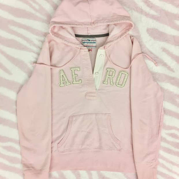 Aeropostale 에어로포스테일 연핑크 후드티 티셔츠 아베크롬비 갸루