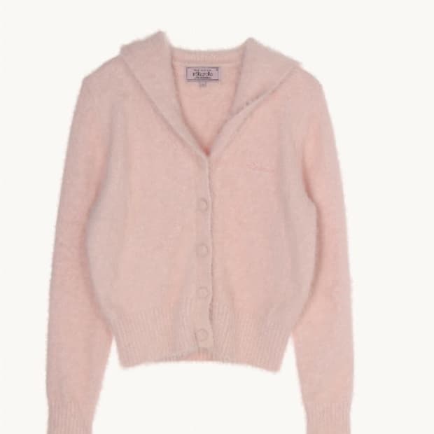 로라로라 핑크 헤어리 퍼 가디건