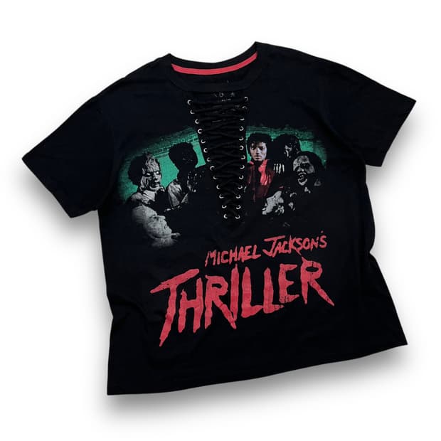 마이클 잭슨 THRILLER 스트랩 다크 빈티지 반팔 티셔츠
