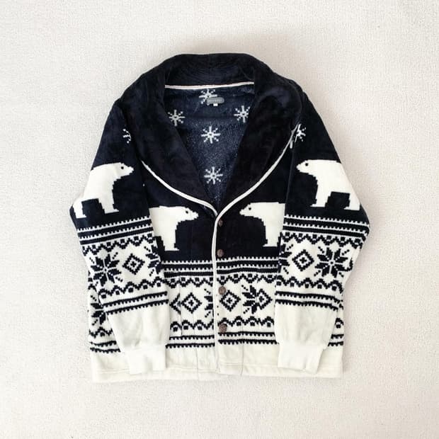 북극곰 눈꽃 노르딕 폭닥 아우터