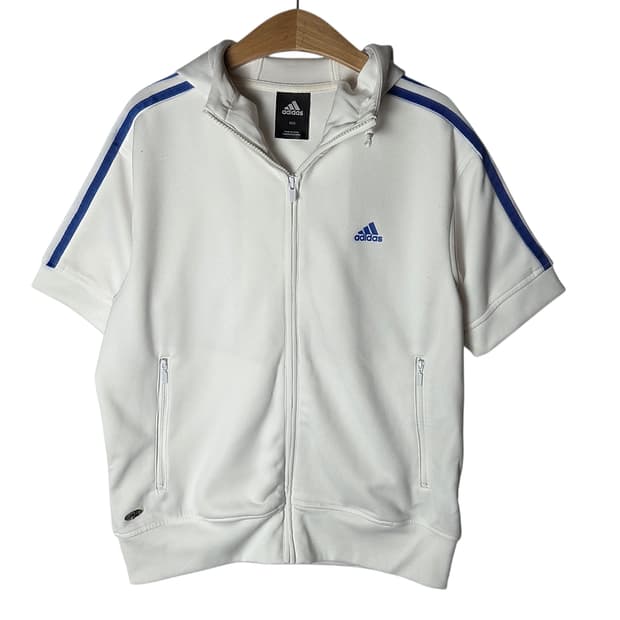 [Adidas] 아디다스 화이트블루 반팔 트랙탑 후디져지