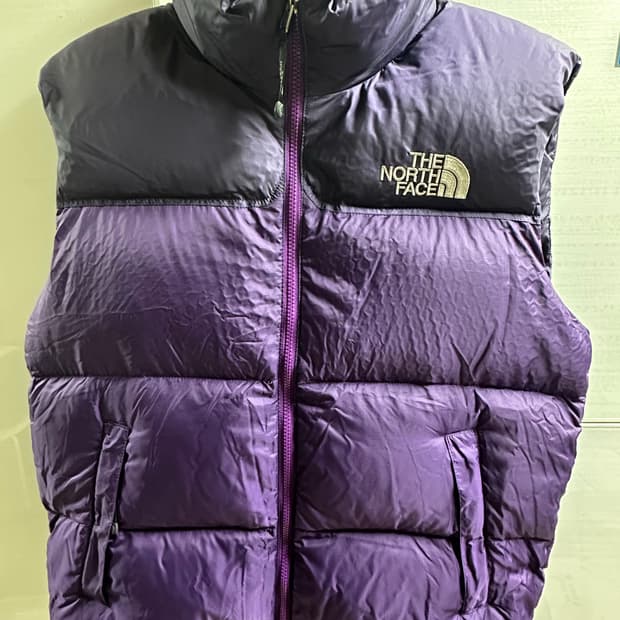 NORTHFACE 노스페이스 퍼플 중앙 로고 조끼 패딩