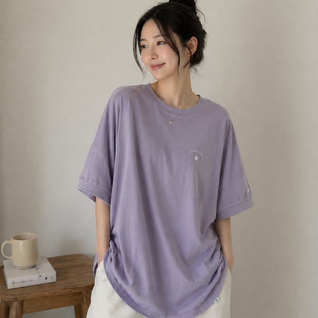 [L] 컨버스(CONVERSE) 가오리핏 티셔츠 라벤더