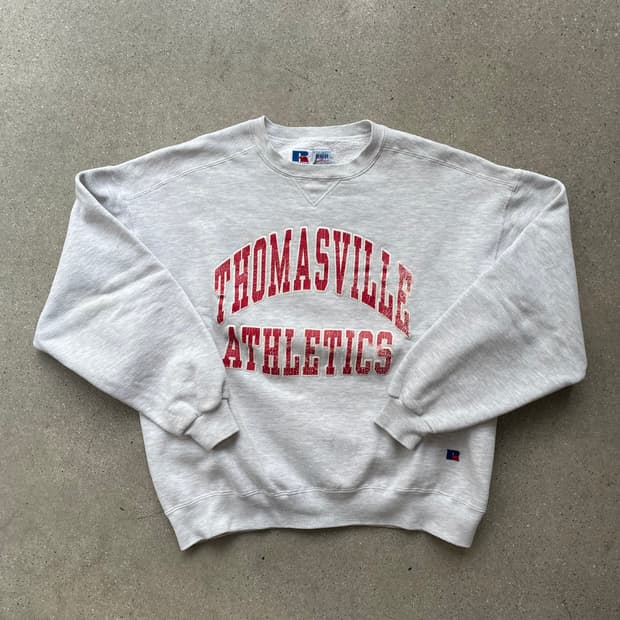 빈티지  러셀 애슬레틱 하이코튼 스웻셔츠 그레이(레드)