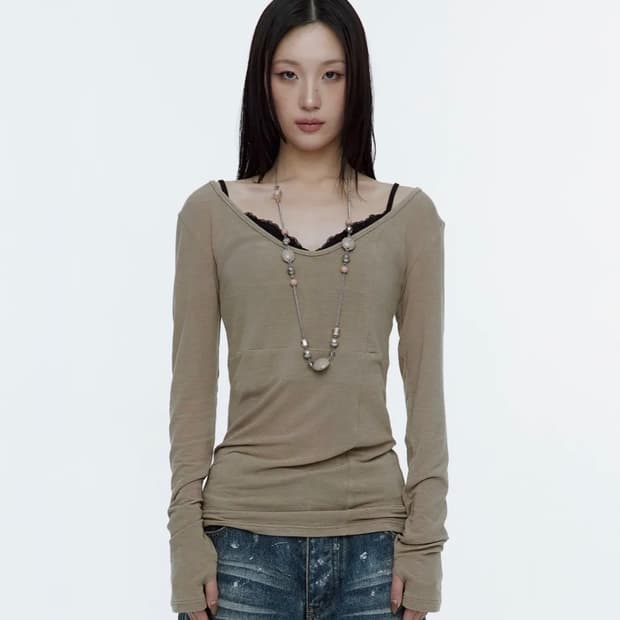 크로스라인 슬림 탑 카키브라운 M