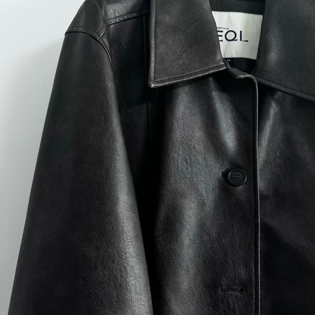A-line Vegan Leather Jacket 다크브라운 M
