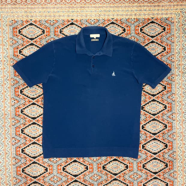 빈폴 이탈리안 딥블루 면 니트 반팔카라티 남성L