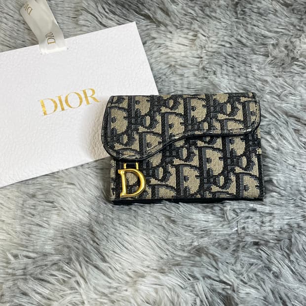 디올 오블리크 새들 아코디언 지갑