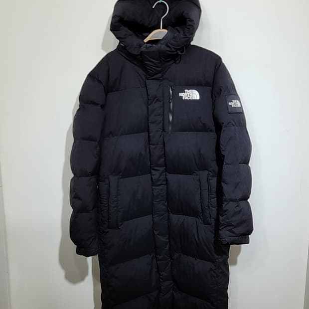 (L) 노스페이스 롱패딩 점퍼 거위털 블랙 후드 구스다운코트 