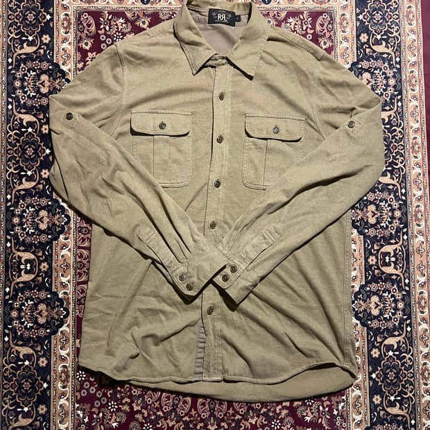 RRL 더블알엘 코튼 저지 밀리터리 워크 셔츠