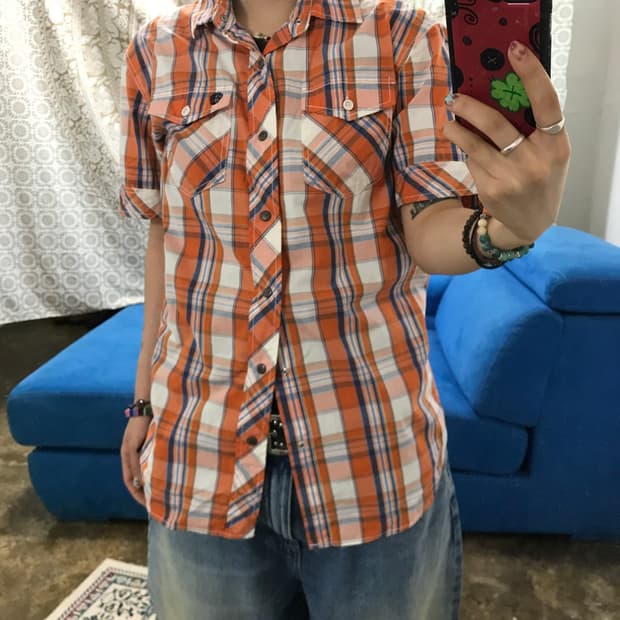빈폴 여성 투포켓 체크 반팔 셔츠 (Z1576)
