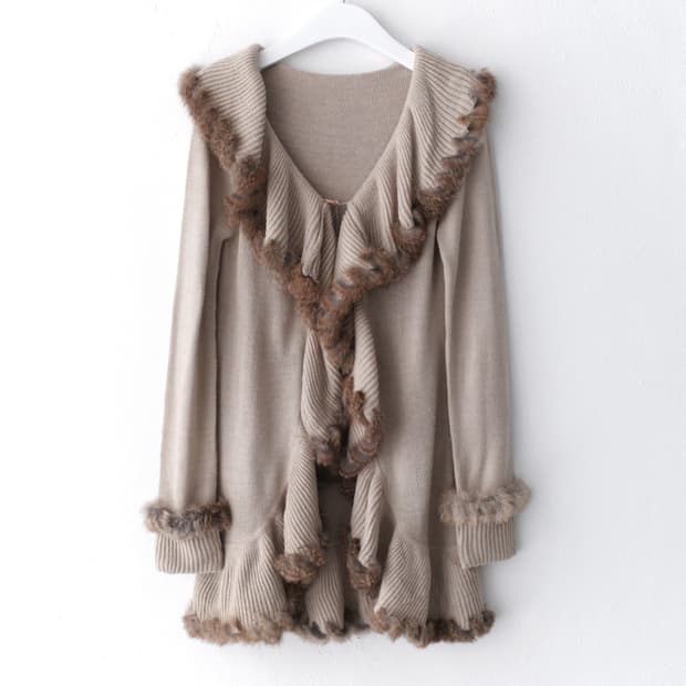 fur long cardigun