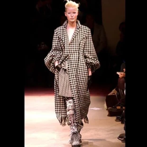 2 요지야마모토 03AW 아카이브 하운드 체크 랩 플리츠 스커트 치마