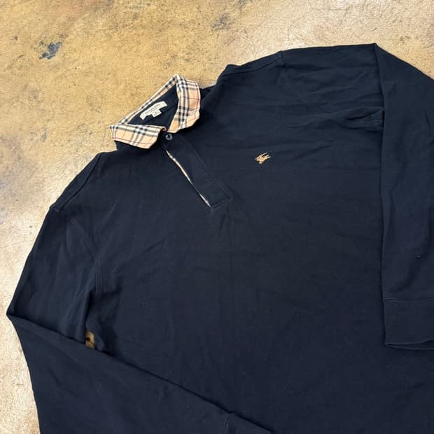 [정품/L] 버버리 노바체크 카라 셔츠 긴팔티 b19