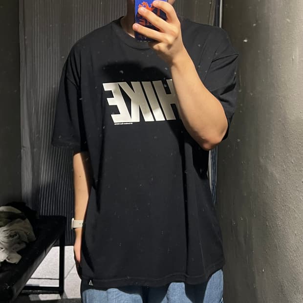 나이키 ACG 블랙 화이트 HIKE 하이크 빅프린팅 스펠아웃 반팔 티셔츠