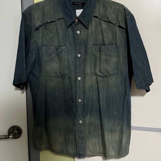 해칭룸 반팔 데님 셔츠 블루 4size 미시착