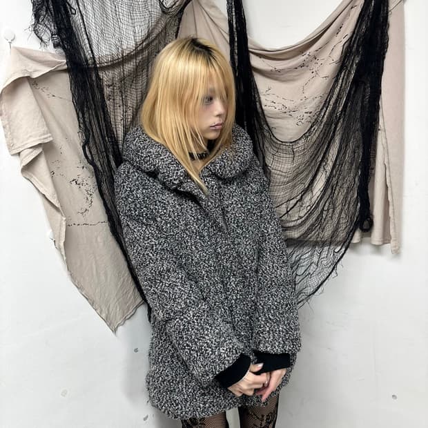 [Heather]Y2K Black&Grey Long Padding