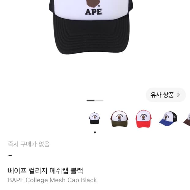 베이프 컬리지 메쉬 캡 블랙