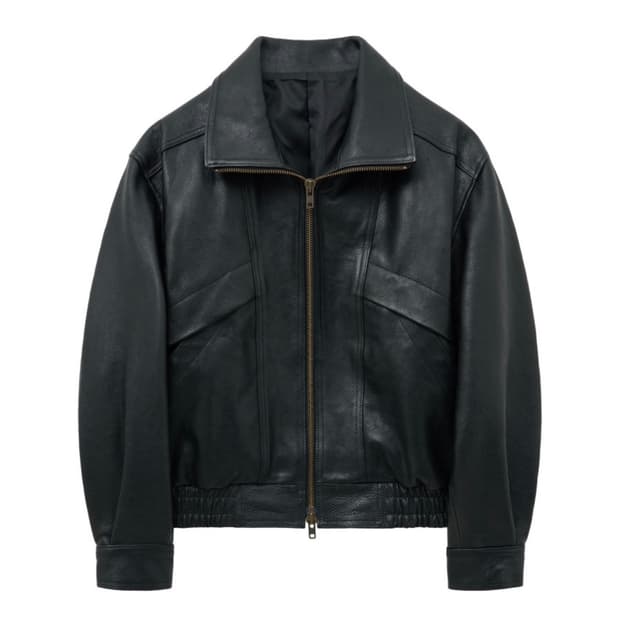 노이어 앤틱 카우레더 하이넥 블루종 블랙50