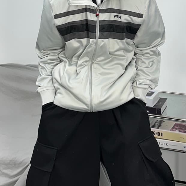 휠라 그레이 배색 트랙탑 져지 XL