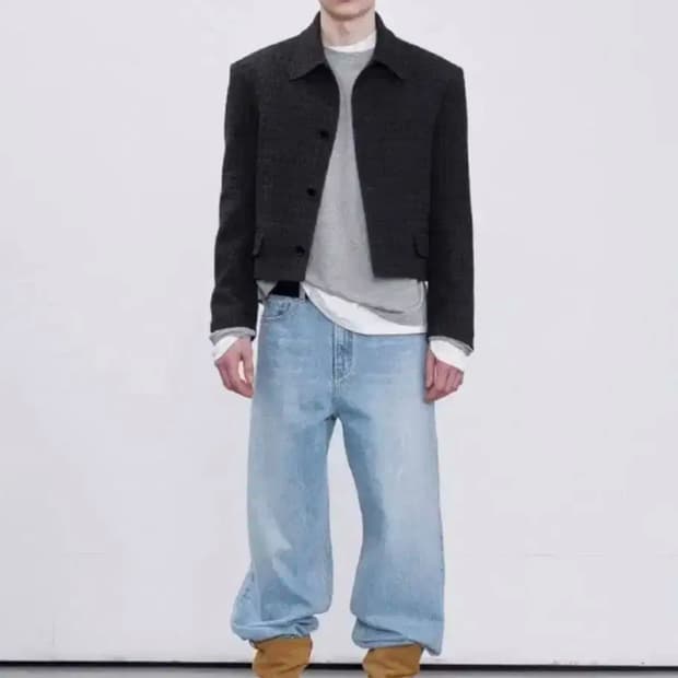 렉토 24ss 이카로 트위드 자켓 black s size