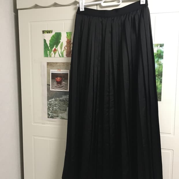 S 일본빈티지 유니클로 cos 플리츠 양면 스커트 블랙 