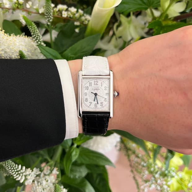 빈티지 까르띠에 디버클 수제 악어가죽 스트랩 (블랙/화이트) 따로