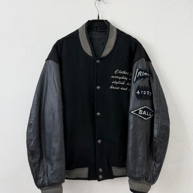 90s BALL ITALY 카우레더 슬리브 바시티 자켓