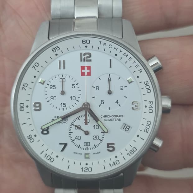 스위스 밀리터리 크로노그래프 SM3402 화이트 시계
