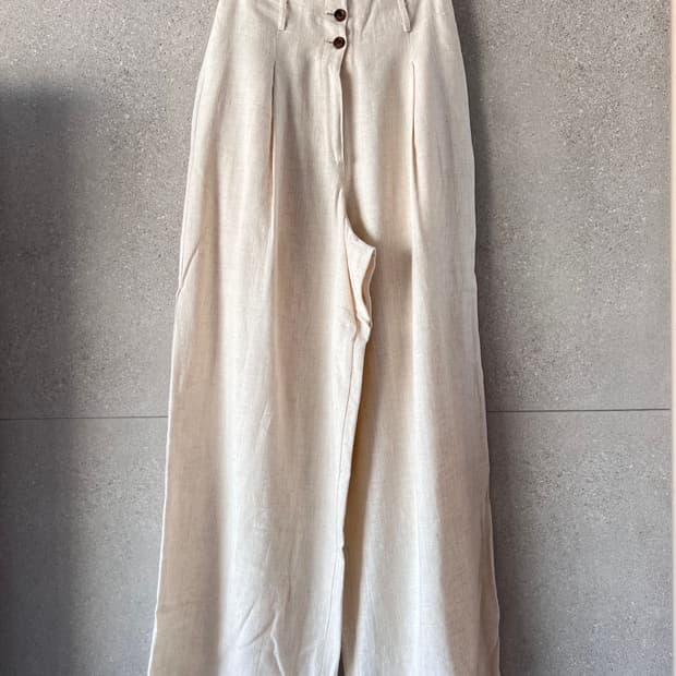 아이보리 린넨 와이드 팬츠