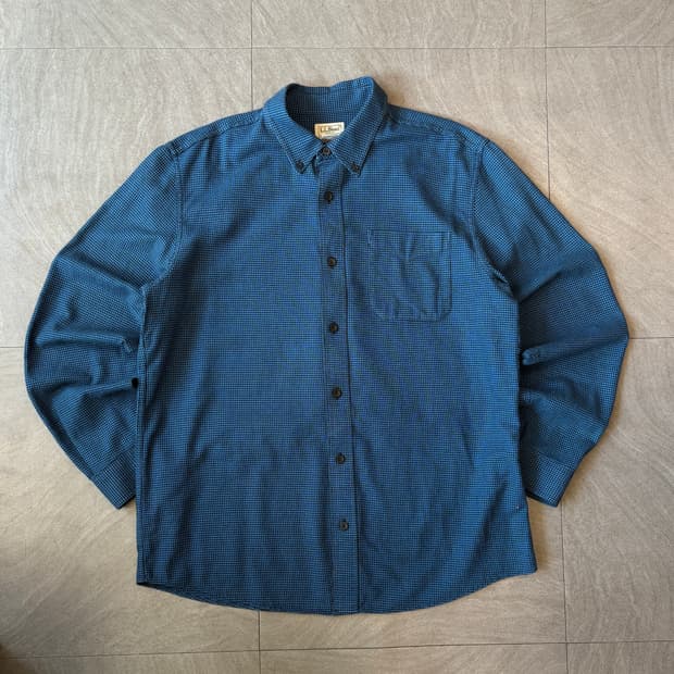 L.L.bean 정품 엘엘빈 체크 블루 해비 코튼 셔츠