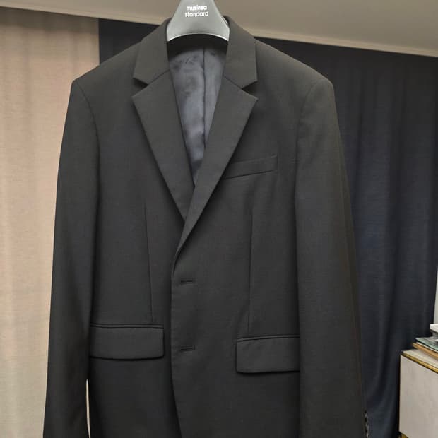 무신사스탠다드 / 울 블렌드 릴렉스드 베이식 블레이저 [블랙] / XL