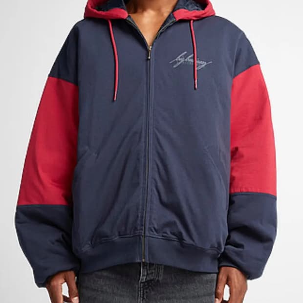 마틴로즈 퀼티드 드로우스트링 집업 후디