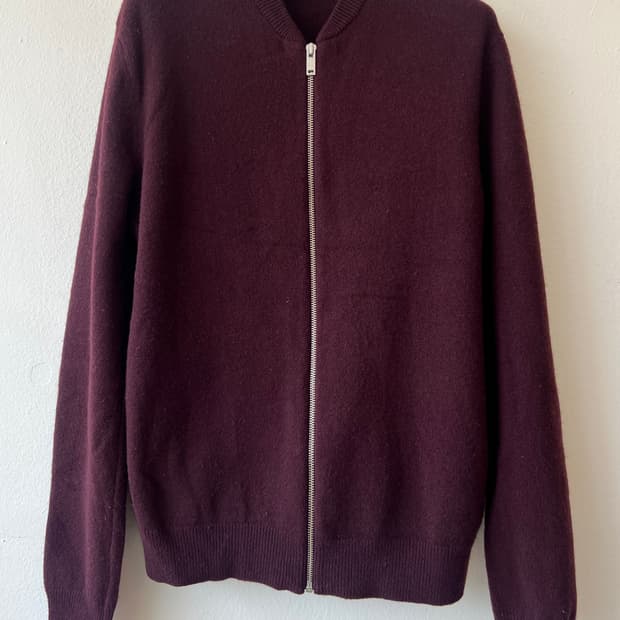 코스 COS 남성 버건디와인 니트집업점퍼 