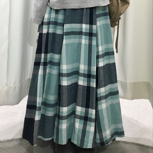 mint choco check skirt