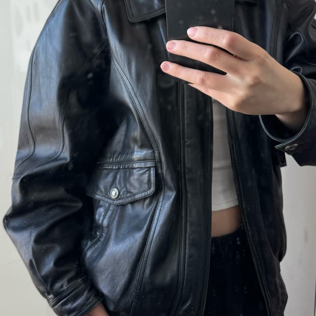 빈티지 레더 자켓 가죽 자켓 블랙