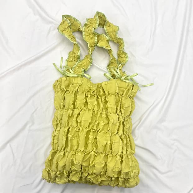 Green shirring ribbon bag