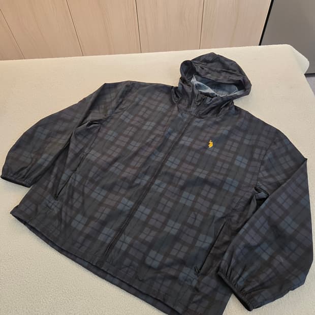 폴로 체크 후드 바람막이 점퍼(바스락, 홀겹) 100