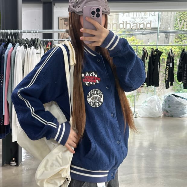 히스테릭글래머 체커보드 레이싱 바시티자켓